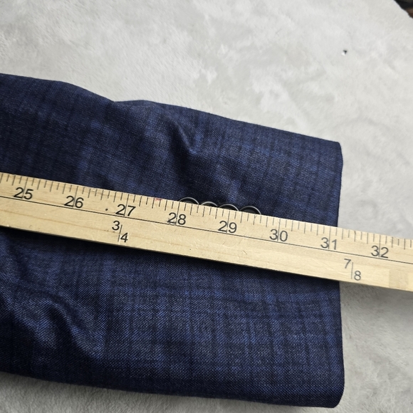 3JOS A BANK Blazer Men’s 46R Blue Plaid Wool Cashmere Blend E. Thomas - Picture 6 of 11